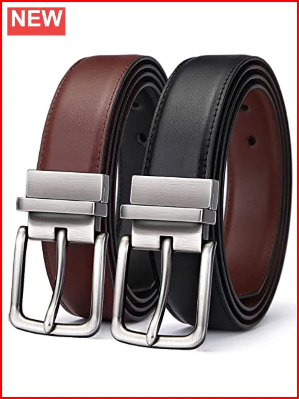 Reversible Leather Belt Cut-For-Fit Adjustable 1.25